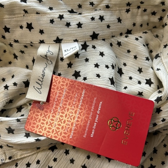 EVEREVE Allison Joy Celeste Star Shirt White Stars Button Down Top Sz XL NEW - Picture 9 of 14